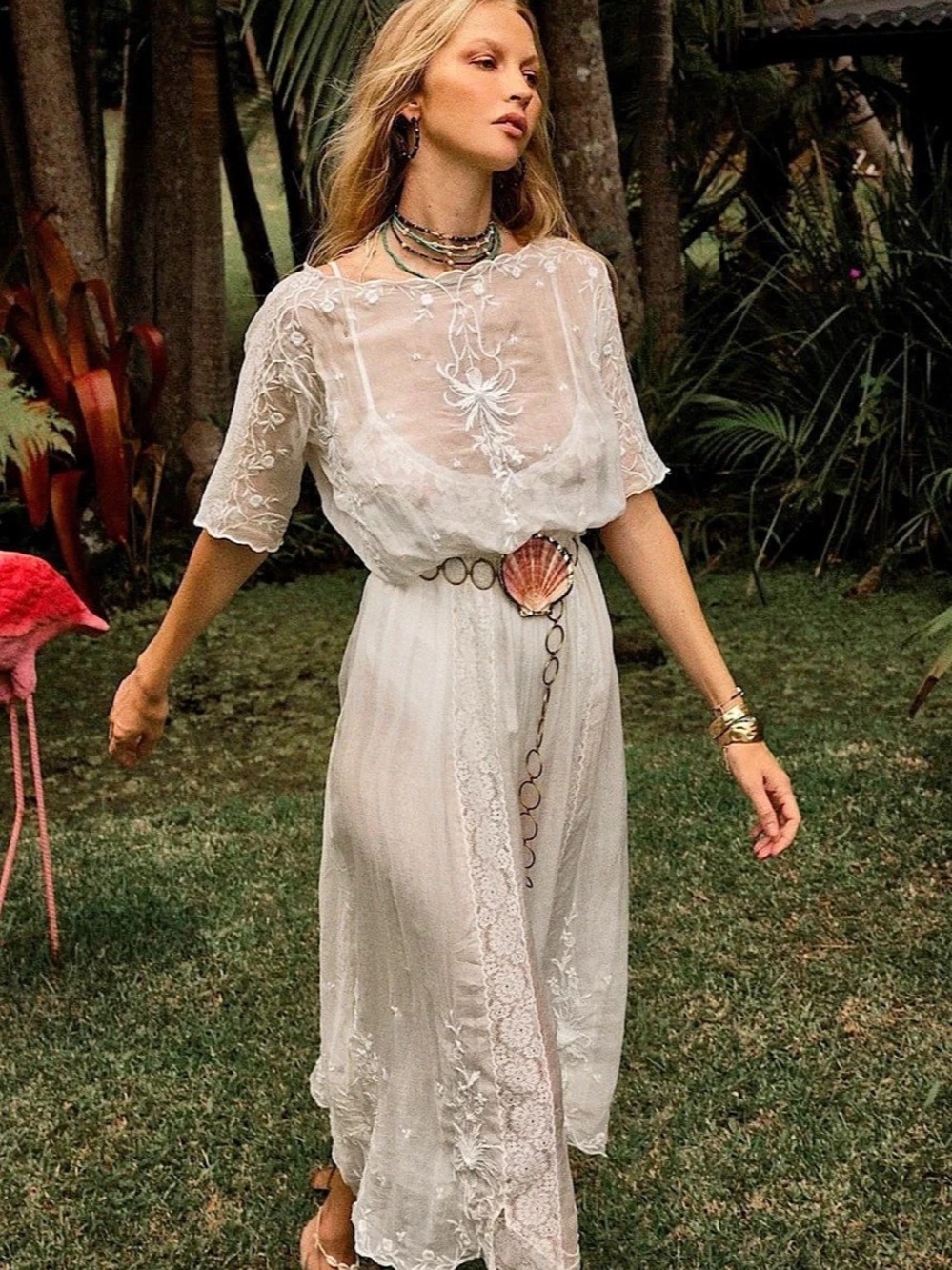 Chasing Unicorns Natural Mystic Silk/Cotton Maxi Dress Floral Maxi Dress Cotton/